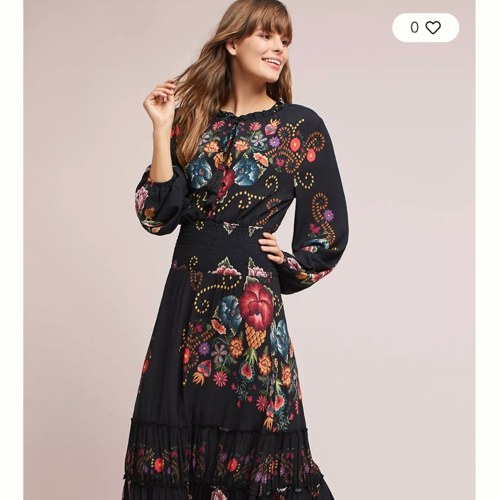 Anthropologie Farm Rio Smocked Floral Dress